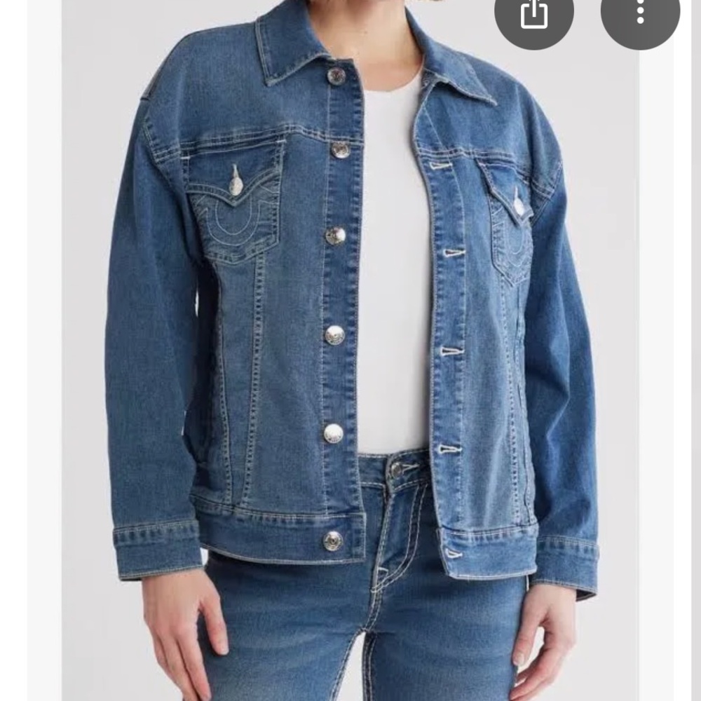 True Religion Women Medium Wintry Wash Denim Jacket multi size
